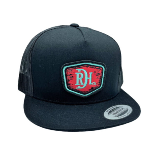 Red Dirt Hat Co. Mens Black With Red Logo Shield Ball Cap