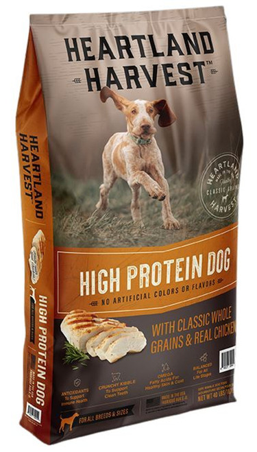 Heartland Harvest High Protein Dog with Classic Whole Grains & Real Chicken - 40 lb Bag