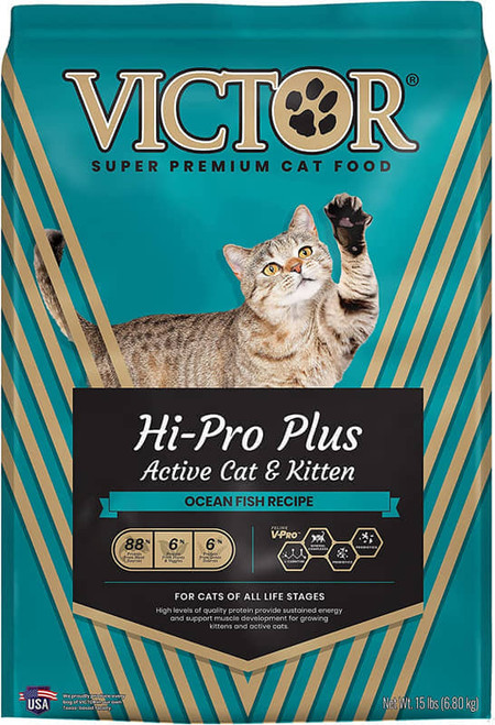 Victor Super Premium Cat Food Â– Hi-Pro Plus Active Cat and Kitten Â– Dry Cat Food for Active Cats Â– All Breeds and All Life Stages from Kitten to Adult, 15lb
