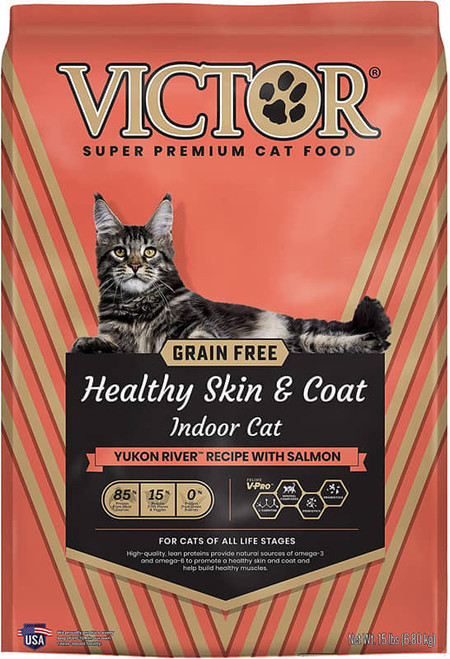 Victor Super Premium Cat Food  Grain Free Healthy Skin & Coat - Dry Cat Food for Indoor Cats  Yukon River Recipe  All Breeds and All Life Stages from Kitten to Adult, 15lb