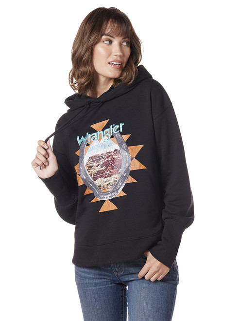 Wrangler Ladies Black Graphic Hoodie