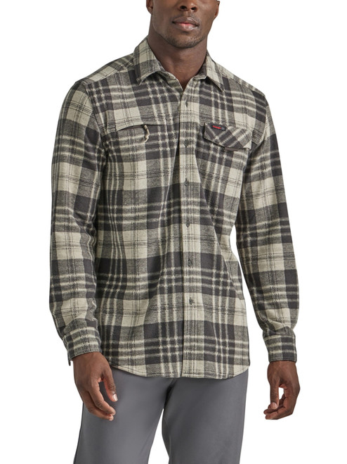 Wrangler Mens ATG Walnut Long Sleeve Camp Shirt