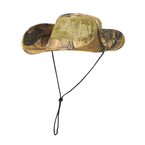 Keep It Trendy Polyester Mesh Bucket Hat with Chin Strap Beige