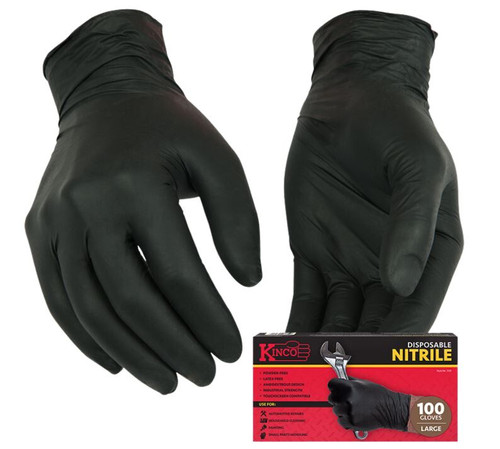 Kinco Disposable Black Powder-Free Nitrile Gloves - 100 ct Multi