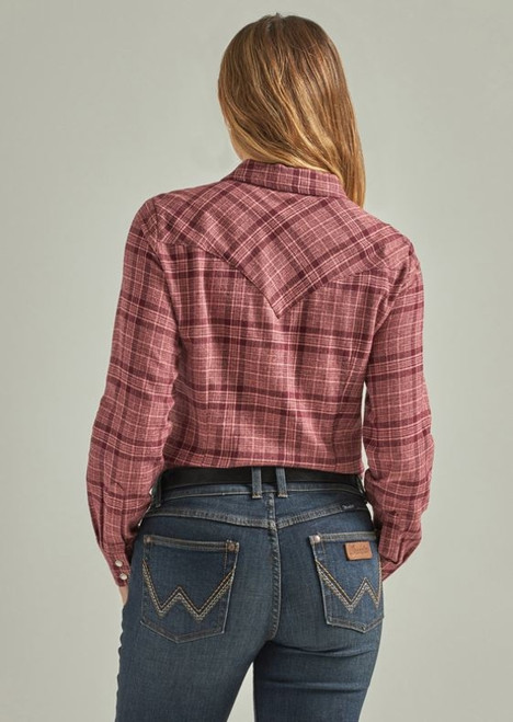 Wrangler Ladies Ash Rose Long Sleeve Flannel Shirt