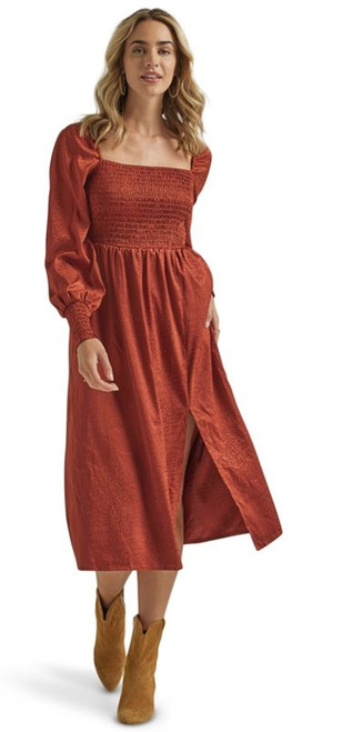 Wrangler Ladies Americana Mahogany Square Neck Dress