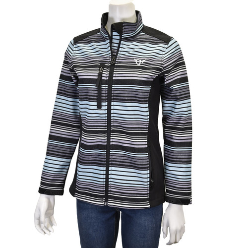 Cowgirl Hardware Women's Turquiose and Purple Serape Print Black Jacket