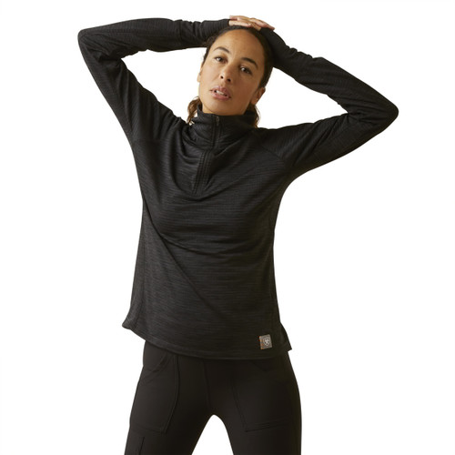 Ariat Womens Black Rebar Gridwork Baselayer 1/4 Zip T-Shirt Ariat Womens Black Rebar Gridwork Baselayer 1/4 Zip T-Shirt