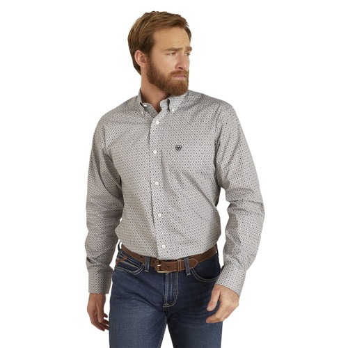 Ariat Mens Eileen Gray Fitted Wrinkle Free Val Long Sleeve Shirt