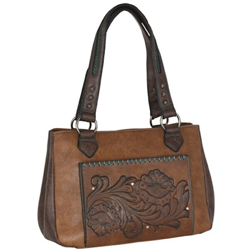 Justin Ladies Satchel with Tooled Front Pocket