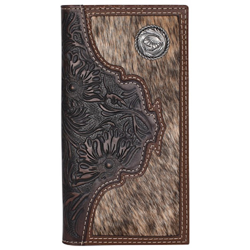 Justin Mens Hair On w/tooled Yoke Rodeo Wallet