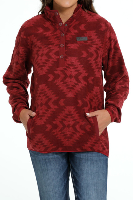 Cinch Ladies Red Fleece Pullover