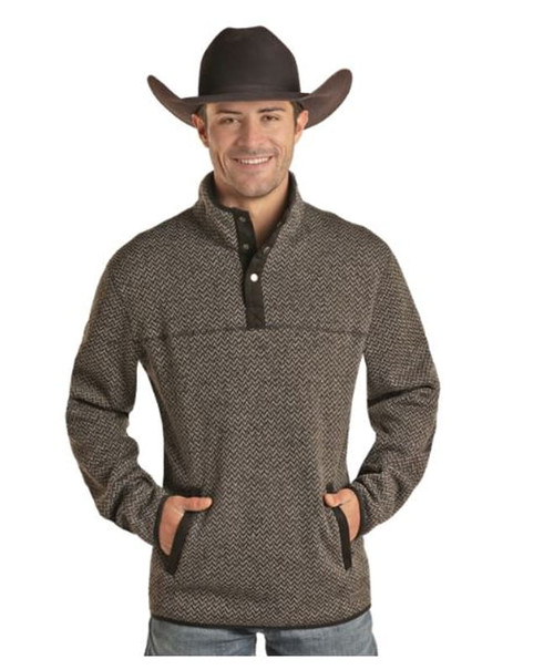 Powder River Outfitters Mens 1/4 Zip Melange Henley Pullover