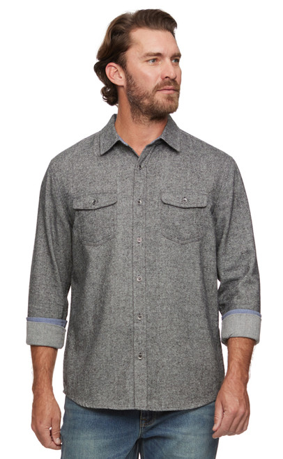 Threadgrit Men's Corbon Chambray Shirt - Charcoal