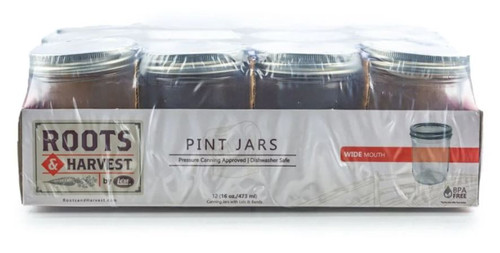 Roots & Harvest Pint Wide Mouth Canning Jars | Pack of 12