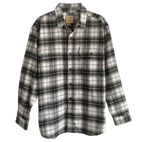 R Country Men's Black Plaid Brawny Flannel Long Sleeve Shirt