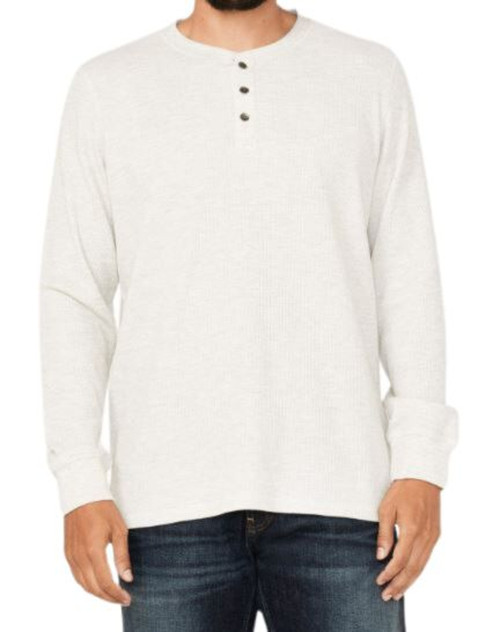 North River Men's Heathered Natural Waffle Long Sleeve Henley Shirt