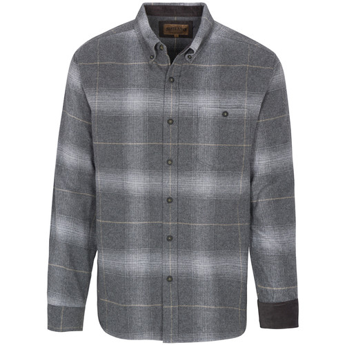 North River Men's Ash Medium Plaid Print Long Sleeve Button-Down Flannel Shirt