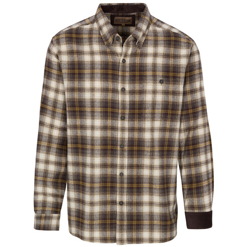 North River Men's Butternut Medium Plaid Print Long Sleeve Button-Down Flannel Shirt