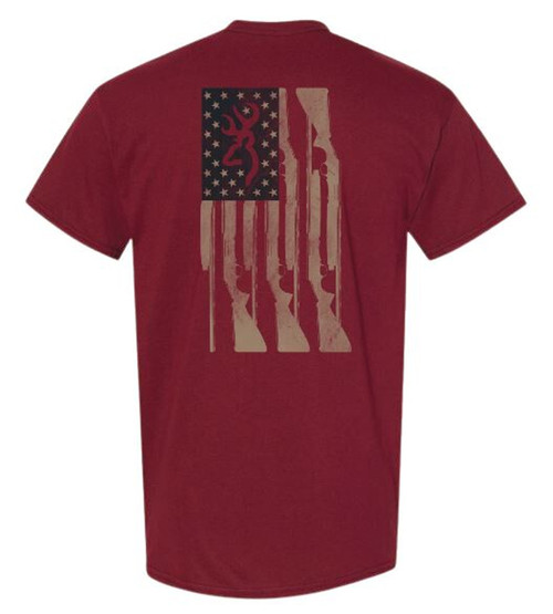 Browning Men's 2-Tone Rifle Flag Graphic T-Shirt - Maroon