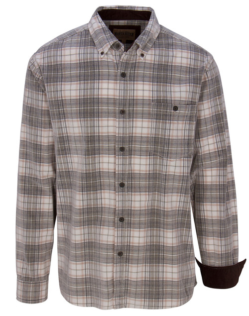 North River Men's Natural Corduroy Plaid Long Sleeve Western Flannel Button Up Shirt