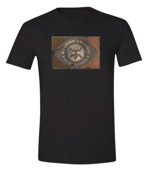 Hooey Men's Premium Quality Rectangle Logo Short Sleeve Casual Shirt - Black