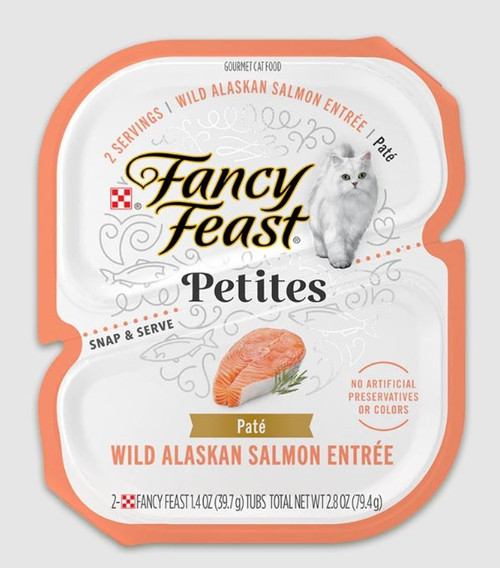 Fancy Feast Petites Wild Alaskan Salmon Entree Pate Wet Cat Food 12ct/2.8oz