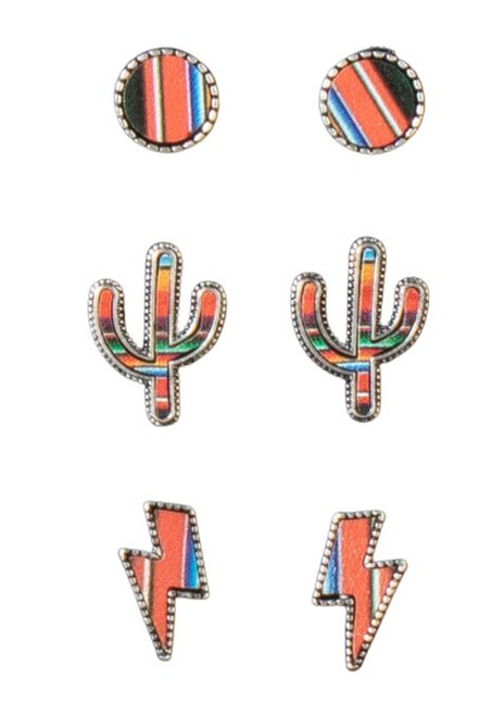 Silver Strike Ladies Multi Colored Cactus/Lightning Bolt Earrings