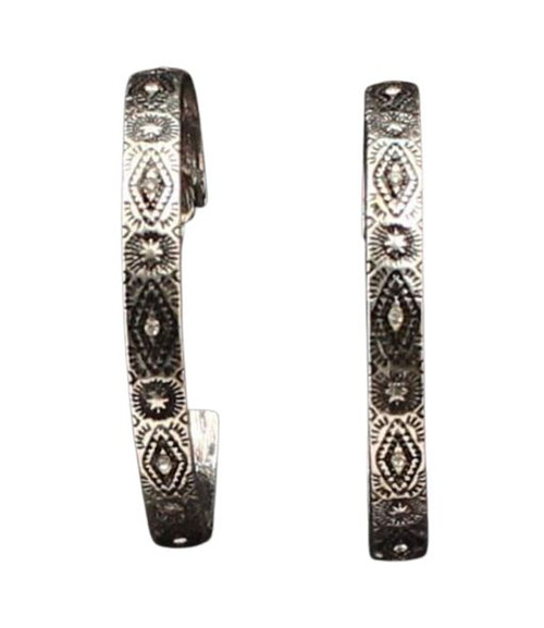 Silver Strike Silver Tone Aztec Engraving Hoop Earrings