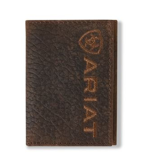 Ariat Men's Brown Bull Hide Leather Trifold Wallet Ariat Men's Brown Bull Hide Leather Trifold Wallet