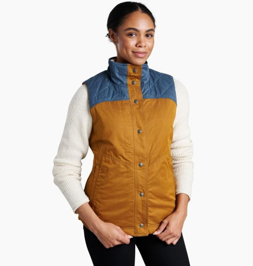 Kuhl Womens Celeste Antique Gold/Dusty Blue Lined Vest