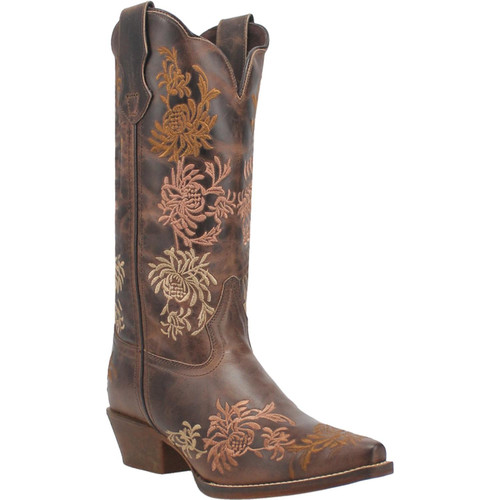 Laredo Women's Sylvan Brown Floral Snip Toe Cowgirl Boots