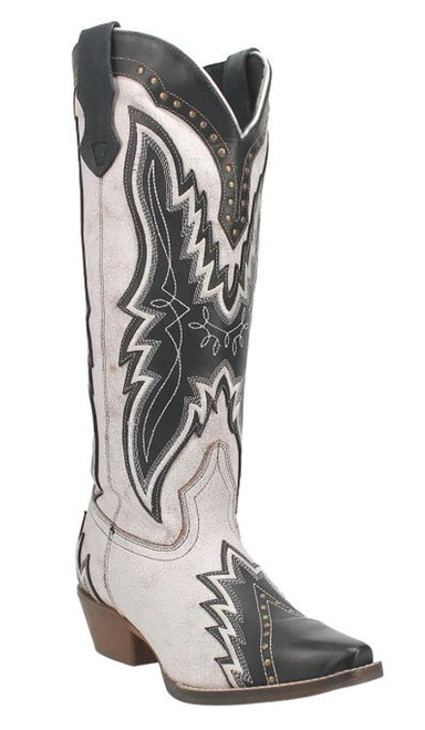 Laredo Women's Black/White Shawnee 15 Inch Snip Toe Cowgirl Boots