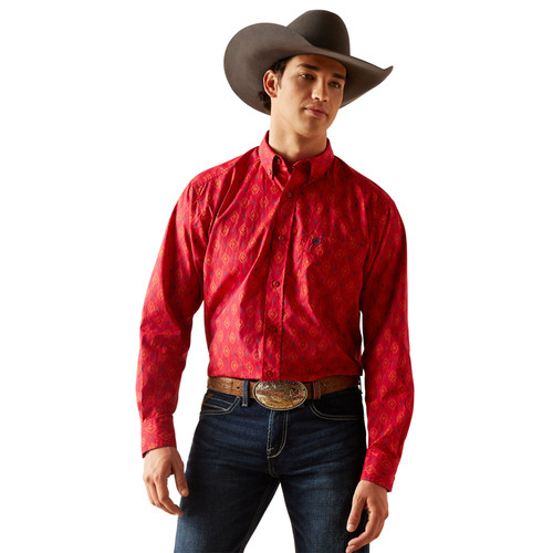 Ariat Men's Red Parsons Southwestern Print Long Sleeve Button-Down Western Shirt