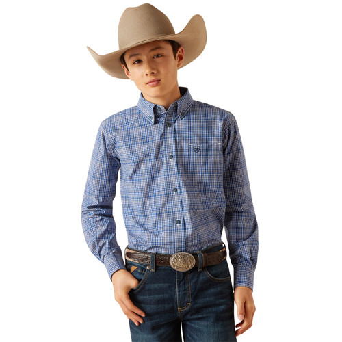 Ariat Boy's Blue Pro Series Pitt Classic Fit Long Sleeve Shirt