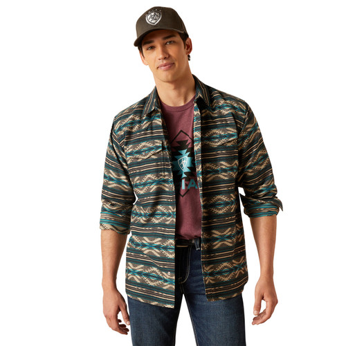 Ariat Men's Green Southwest Harper Print Long Sleeve Button Up Shirt