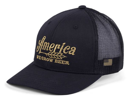 Rural Cloth Men's We Grow Beer Embroidered 6 Panel Black Hat