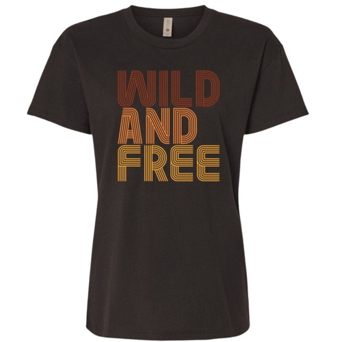 West & Wild Womens Black Wild & Free Short Sleeve Tee