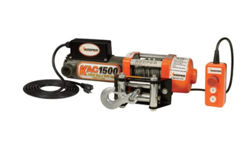 Keeper 110/120 Volt AC Powered Electric Utility Winch  1500-Lb. Capacity