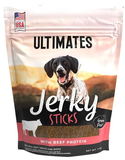 Ultimates Beef Jerky Sticks Treats For Dogs - 7 oz Bag