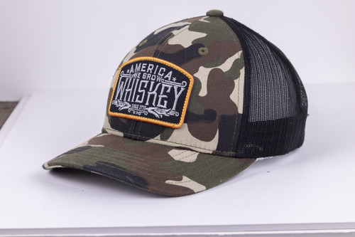 Rural Cloth We Grow Whiskey Hat - Army Print with Black Patch