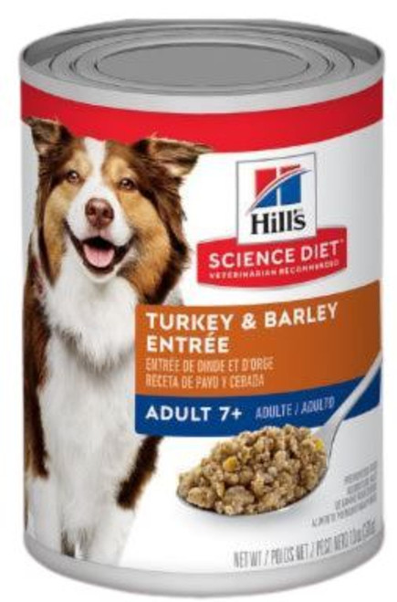 Hill's Science Diet Adult 7+ Turkey & Barley Entree Canned Dog Food, 13-oz