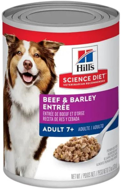 Hill's Science Diet Adult 7+ Beef & Barley Entree Canned Dog Food, 13 oz