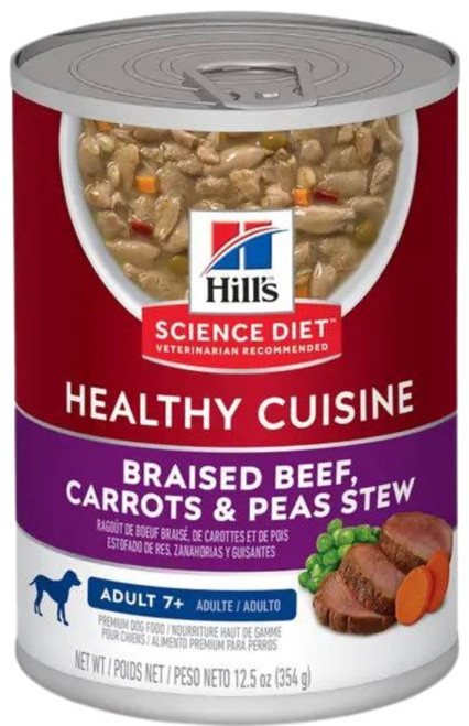 Hill's Science Diet Adult 7+ Healthy Cuisine Braised Beef, Carrots & Peas Stew Canned Dog Food, 12.5 oz