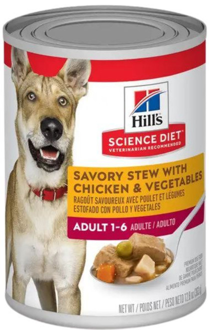 Hill's Science Diet Adult 1-6 Savory Stew with Chicken & Vegetables Canned Dog Food, 12.8 oz