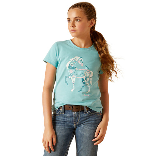 Ariat Girl's Marine Blue Little Friend Horse Graphic Short Sleeve Shirt