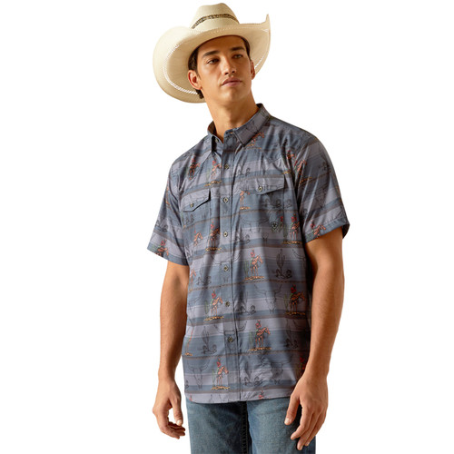 Ariat Men's Ebony VentTek Western Ftd Short Sleeve Button Up Shirt