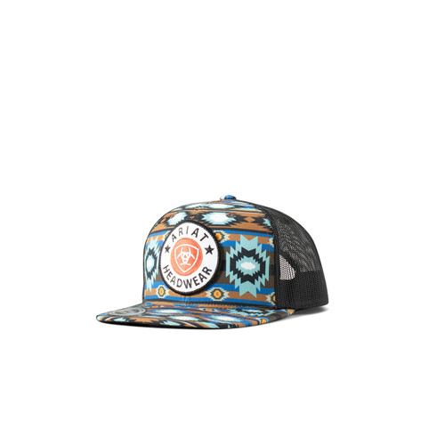 Ariat Boy's Youth Blue/Black Multi Colored FlexFit 110 Cap with Ariat Headwear Patch on Front