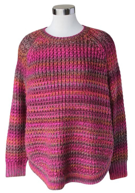 Keren Hart Women's Multi Color Rose Button Side Long Sleeve Crochet Sweater