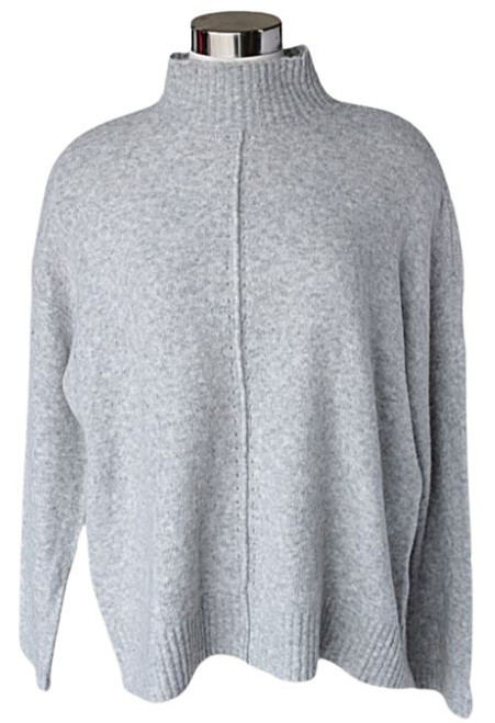 Keren Hart Women's Heather Grey Mock Neck Pullover Long Sleeve Sweater